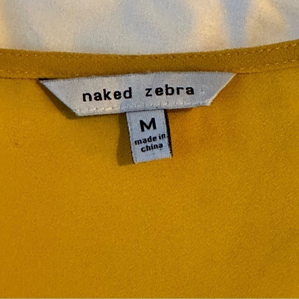 FREE* Naked Zebra Mid Sleeve High-Low Hem Blouse Yellow Semi Sheer - Picture 2 of 16